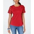thumbnail image 1 of Charter Club Petite Cotton Embroidered T-Shirt Risky Red PM, 1 of 1