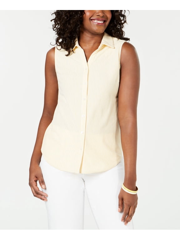 Petite Cotton Striped Pique Shirt Lemon Spritz Combo 16P