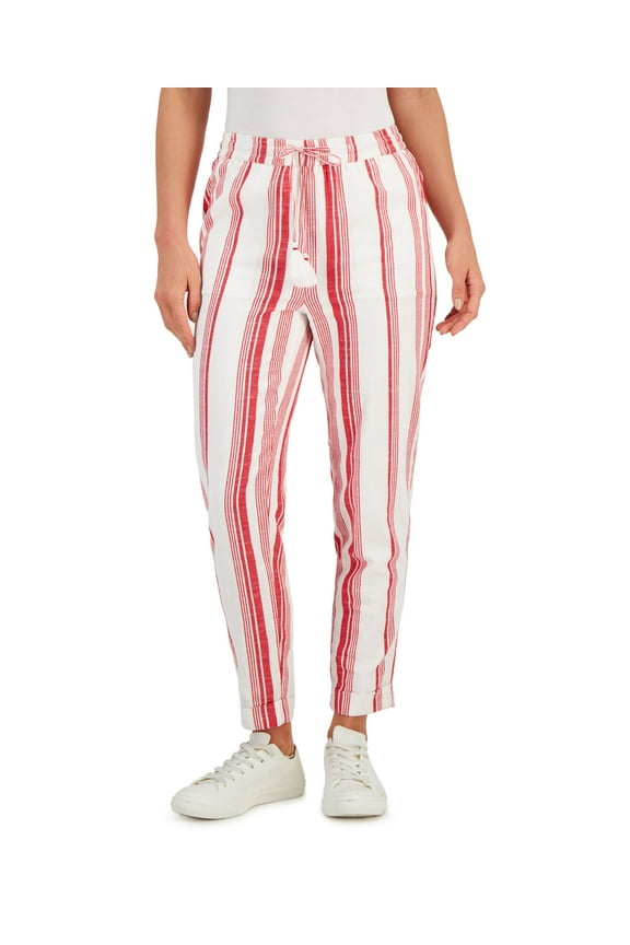 Petite Cotton Striped Tapered Soft Pants Red Barn Combo PXL