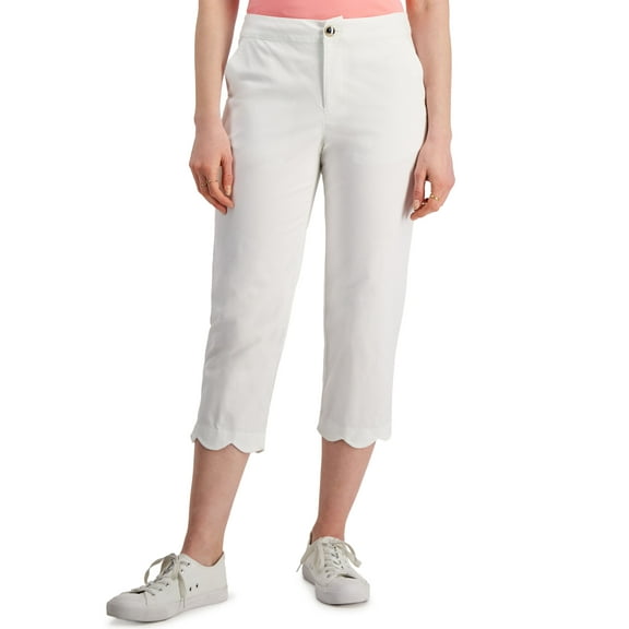 Charter Club Petite Cropped Scallop Hem Chinos Bright White 8P