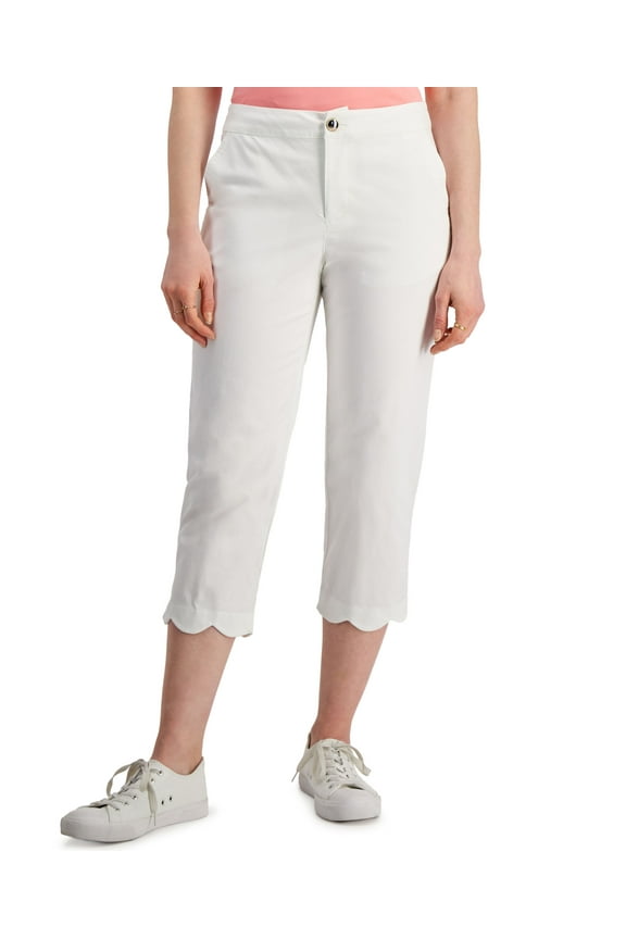 Petite Cropped Scallop Hem Chinos Bright White 8P