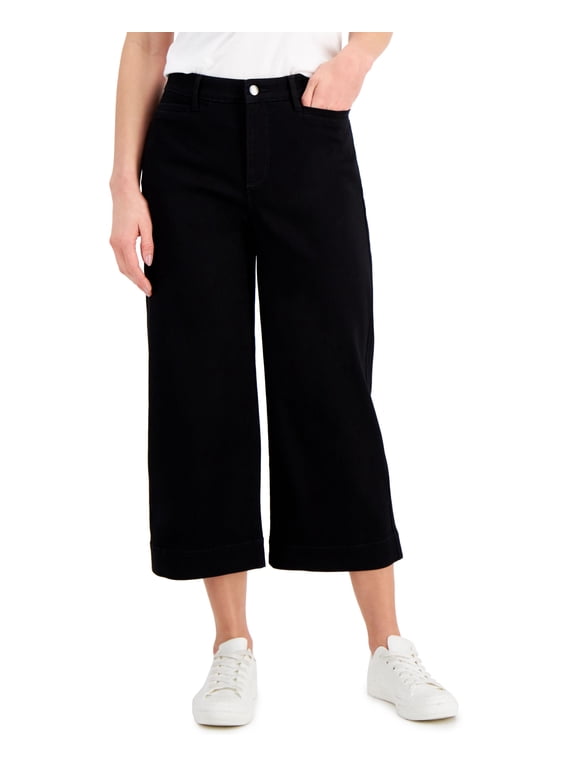 Petite Cropped Wide Leg Jeans Saturated Black 16P