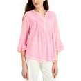 thumbnail image 1 of Charter Club Petite Double Ruffle Textured Pintuck Top Bubble Bath PM, 1 of 1