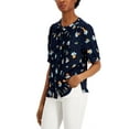 thumbnail image 1 of Charter Club Petite Floral Pintucked Blouse Intrepid Blue Combo PXS, 1 of 1