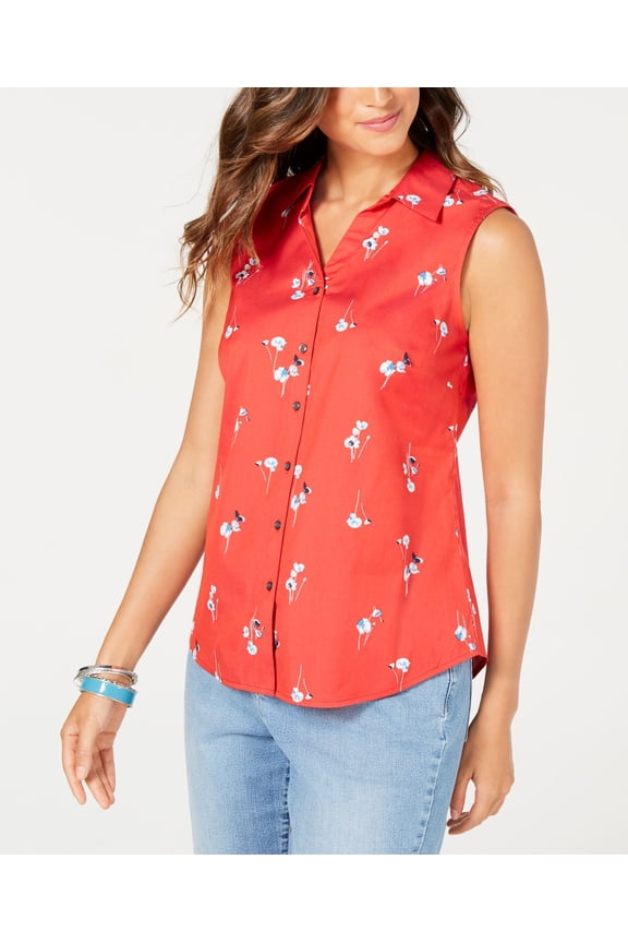 Petite Floral Print Shirt Risky Red Combo 8P