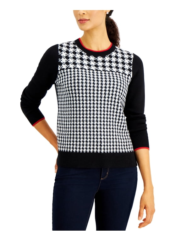 Petite Houndstooth Sweater Deep Black PS