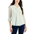 thumbnail image 1 of Charter Club Petite Knit Dot Print Pintucked Top Cloud Combo PM, 1 of 1