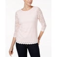 thumbnail image 1 of Charter Club Petite Lace 3/4 Sleeve Top Misty Pink PXS, 1 of 1