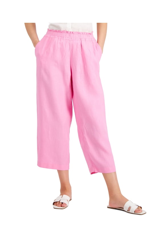Petite Linen Cropped Pants Bubble Bath PM