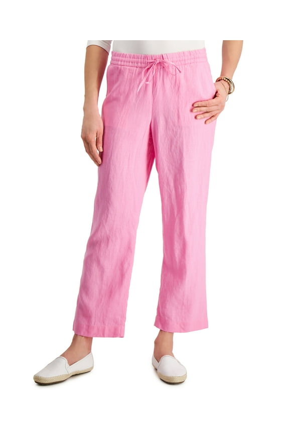 Petite Linen Drawstring Pants Bubble Bath PL