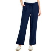 CHARTER CLUB-MMG Charter Club Petite Linen Drawstring Pants Intrepid Blue PXL