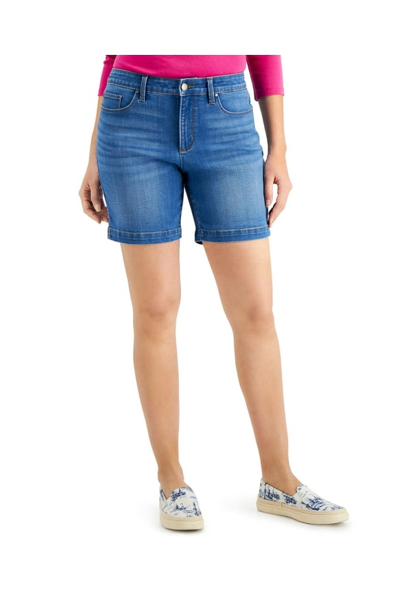 Petite Mid Rise Denim Shorts Rio Wash 6P