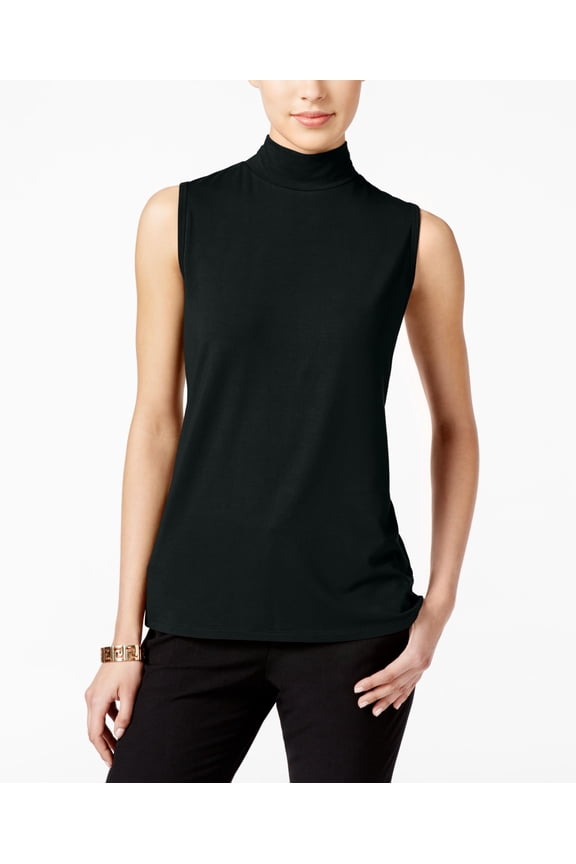 Petite Mock-Neck Shell Deep Black PXS