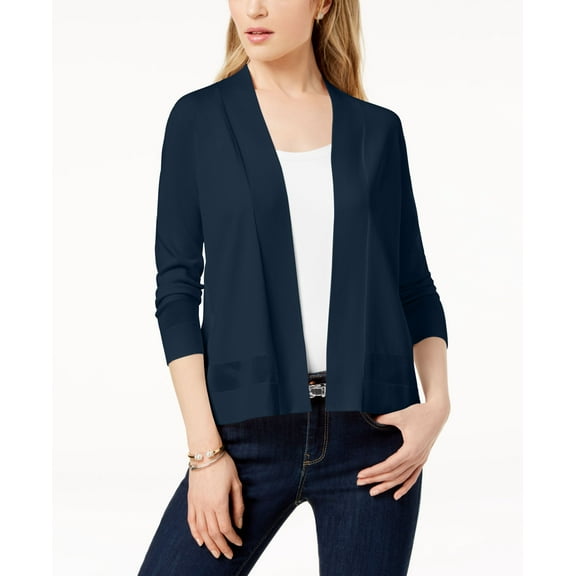 Charter Club Petite Open Front Stitched Detail Cardigan?id=7 Intrepid Blue PS