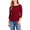 thumbnail image 1 of Charter Club Petite Pima Cotton Button Shoulder Top Carriage Red PL, 1 of 1