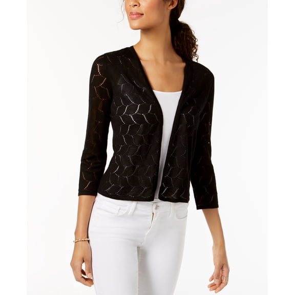 Charter Club Petite Pointelle Cardigan Deep Black PXL