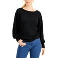thumbnail image 1 of Charter Club Petite Pointelle Puff Sleeve Sweater Deep Black PM, 1 of 1