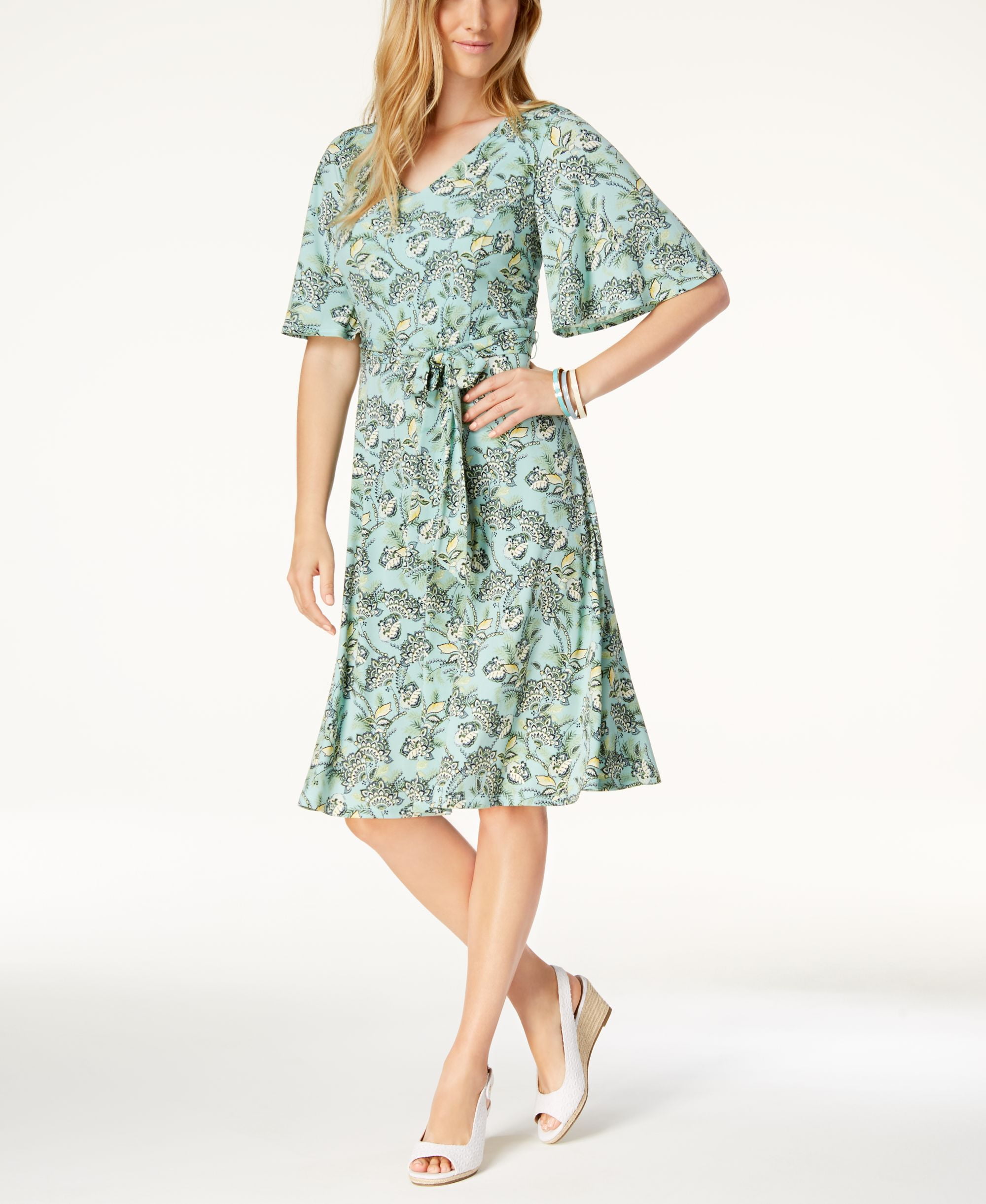 Charter Club Petite Printed Belted Dress Tulum Blue Combo PM - Walmart.com Charter Club Petite Printed Belted Dress Tulum Blue Combo PM - Walmart.com