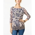 thumbnail image 1 of Charter Club Petite Printed Boat Neck Top Intrepid Blue PM, 1 of 1