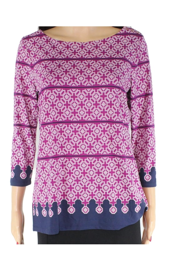 Petite Printed Boatneck Top Autumn Berry Combo PM