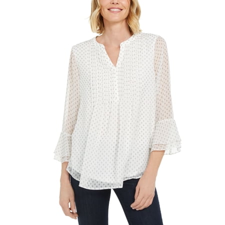 Charter Club Petite Printed Pintuck Top Cloud Combo PS