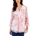 thumbnail image 1 of Charter Club Petite Printed Ruffled Blouse Cloud Combo PL, 1 of 1