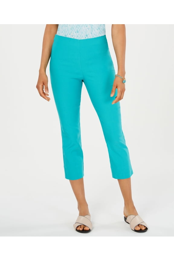 Petite Pull On Capri Pants Turquoise Stone 14P