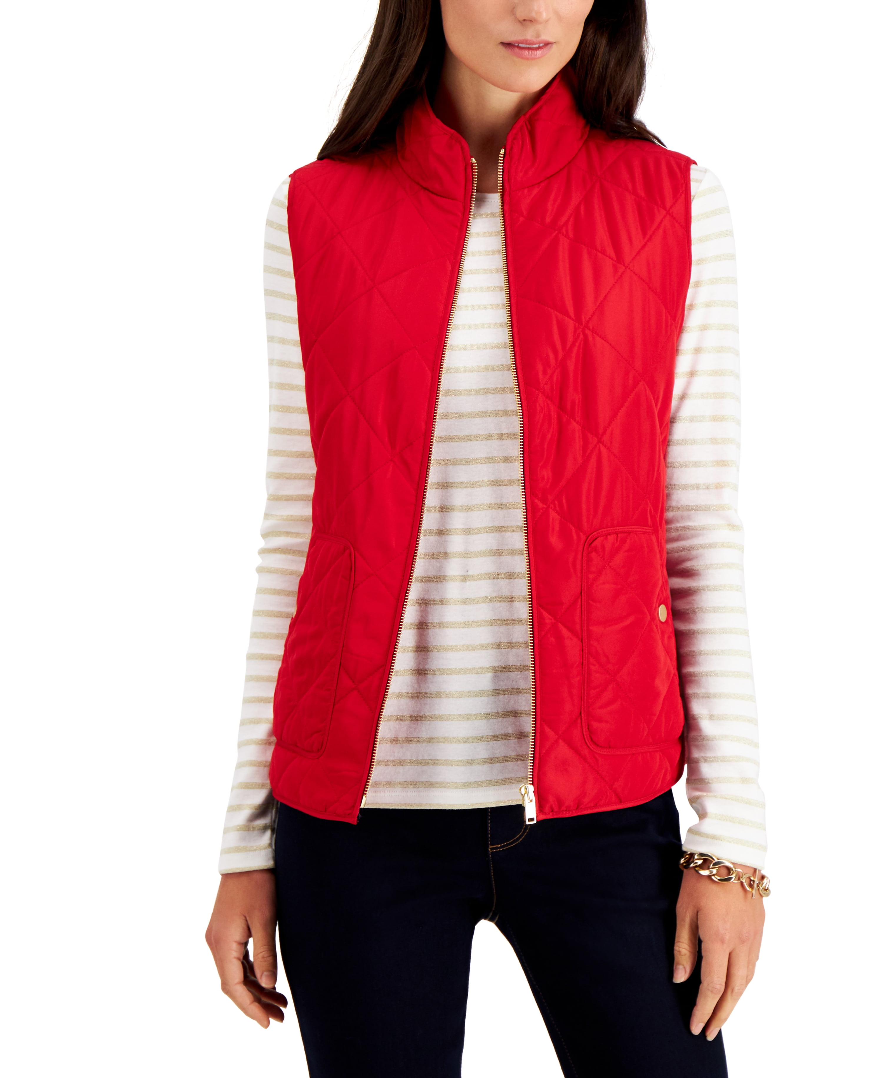 Charter Club Women s Quilted Vest Red Size Petite Large