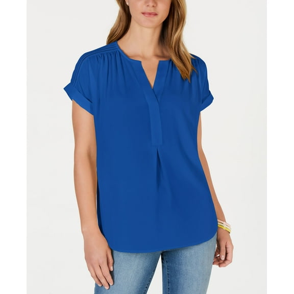 Charter Club Petite Split Neck Top Northern Lights PM