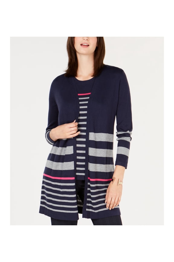 Petite Striped Cardigan (Intrepid Blue Combo, P/XL)