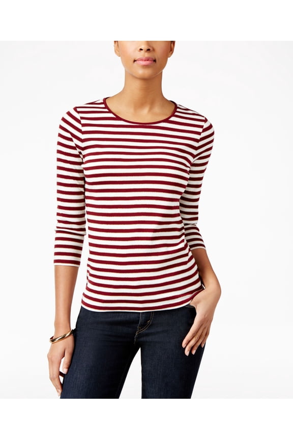 Petite Striped Top Cranberry Red PXL