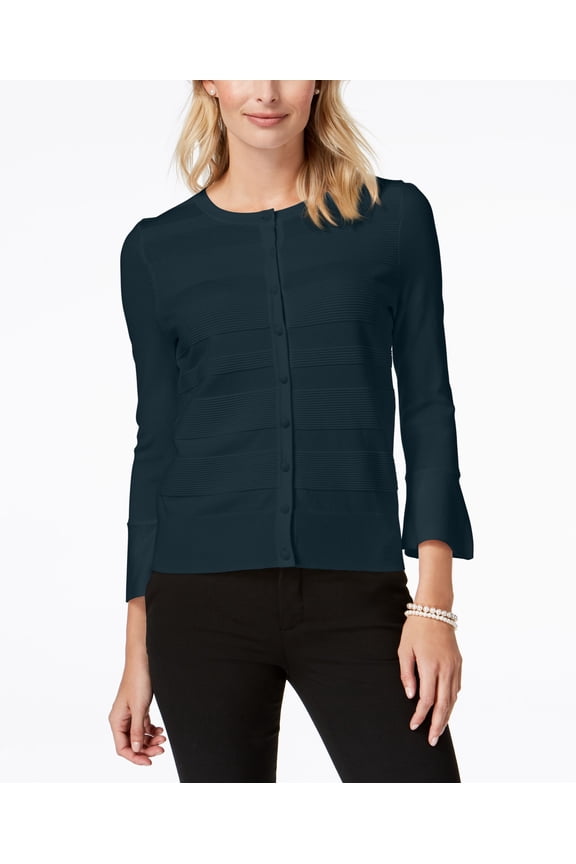 Petite Textured Bell Sleeve Cardigan Intrepid Blue PL