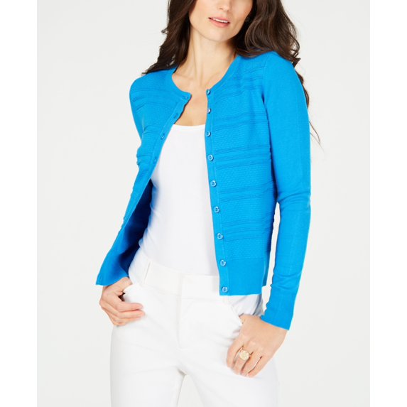 Charter Club Petite Textured Cardigan Sweater Turquoise Seas PM