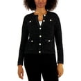 thumbnail image 1 of Charter Club Petite Textured Long-Sleeve Button-Front Sweater Deep Black PM, 1 of 1