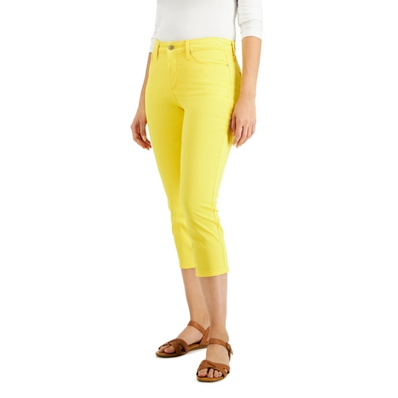 Charter Club Petite Tummy Control Bristol Capri Jeans Primrose Yellow 10P