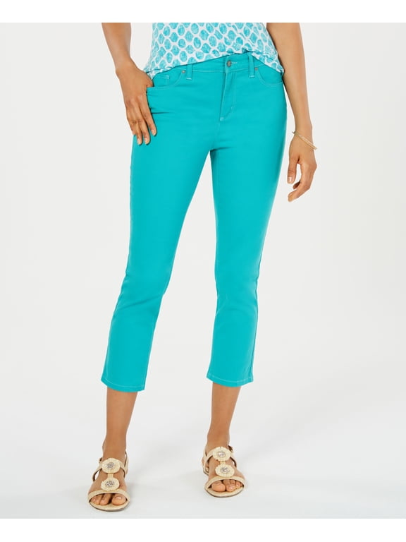 Petite Tummy Control Bristol Capri Jeans Turquoise Stone 16P