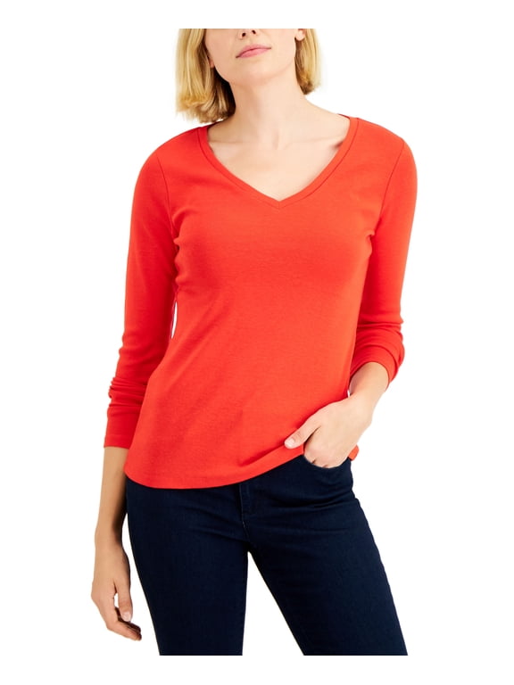 Petite V-Neck Top Risky Red PXS