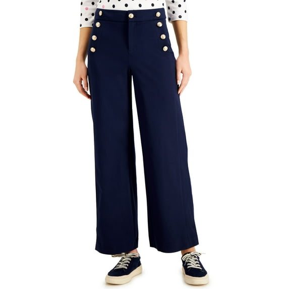 Charter Club Petite Wide Leg Sailor Pants Intrepid Blue 8P