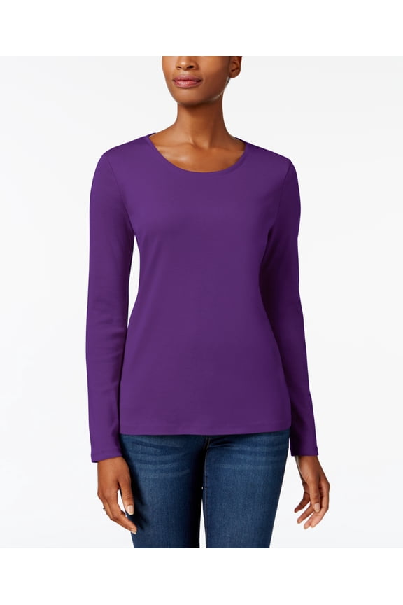 Pima Cotton Long Sleeve Top Purple Deluxe M