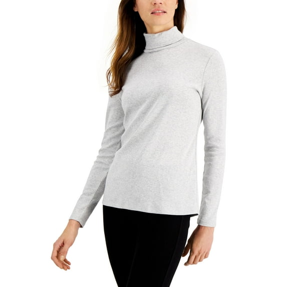 Charter Club Pima Turtleneck Top Grey Slate XS