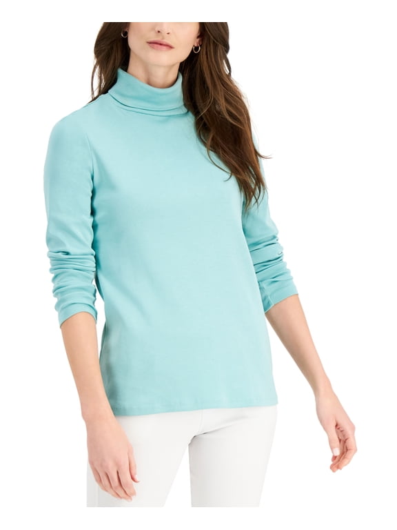 Pima Turtleneck Top Porcelain Green M