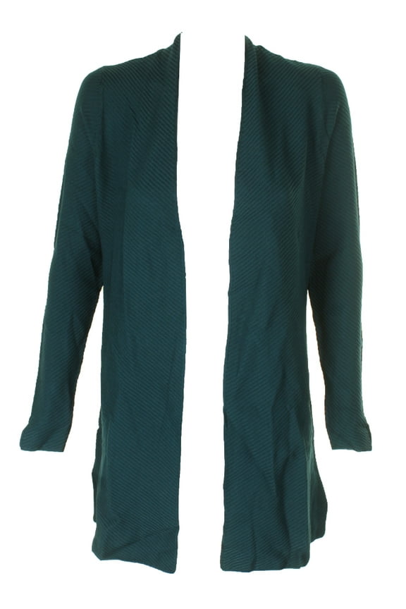 Pine Green Ribbed Open Front Duster Cardigan XS