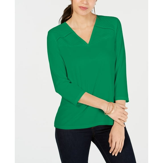Charter Club Pintucked Top Green 2XL