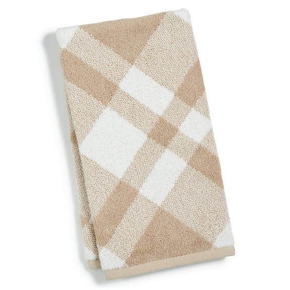 Charter Club Plaid Cotton 16 X 30 Hand Towel, Beige