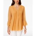thumbnail image 1 of Charter Club Pleated Sheer Blouse (Honey Glaze, S), 1 of 3