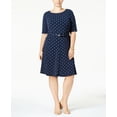 thumbnail image 1 of Charter Club Plus Size Belted A Line Dress Intrepid Blue Combo 2X, 1 of 2