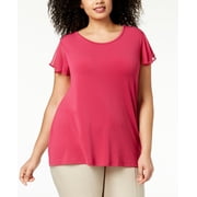 Charter Club Plus Size Chiffon Flutter Sleeve Top Peruvian Pink 1X