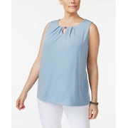 Charter Club Plus Size Keyhole Tank Womens shirt MSRP $49 Blue 1X