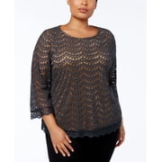 Charter Club Plus Size Lace Top Iron Grey 2X