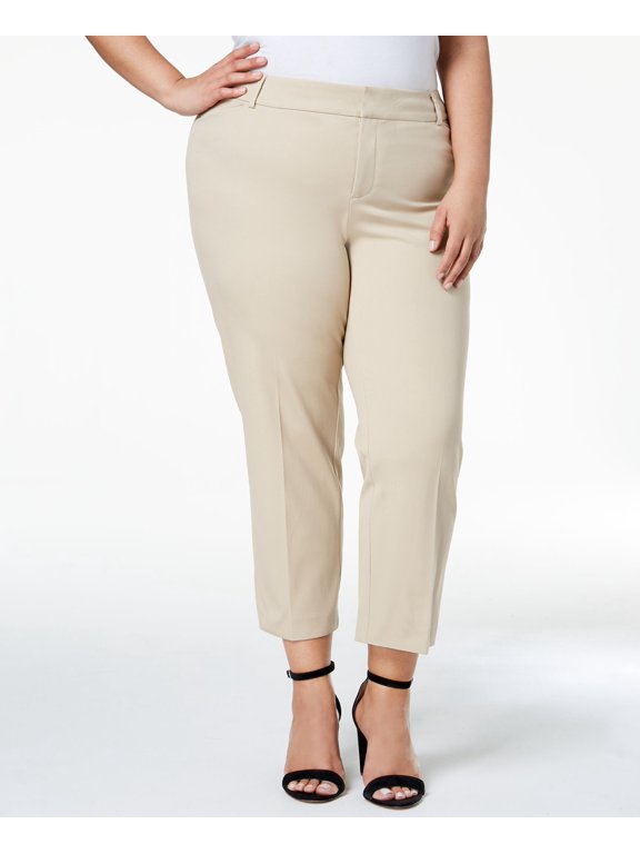 Plus Size Newport Tummy Control Cropped Pants Beige 24